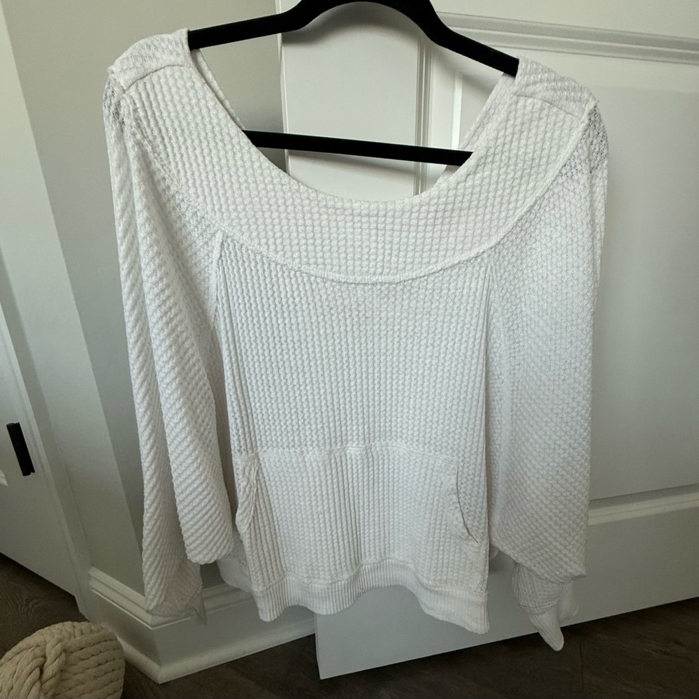 We The Free White Textured Knit Top